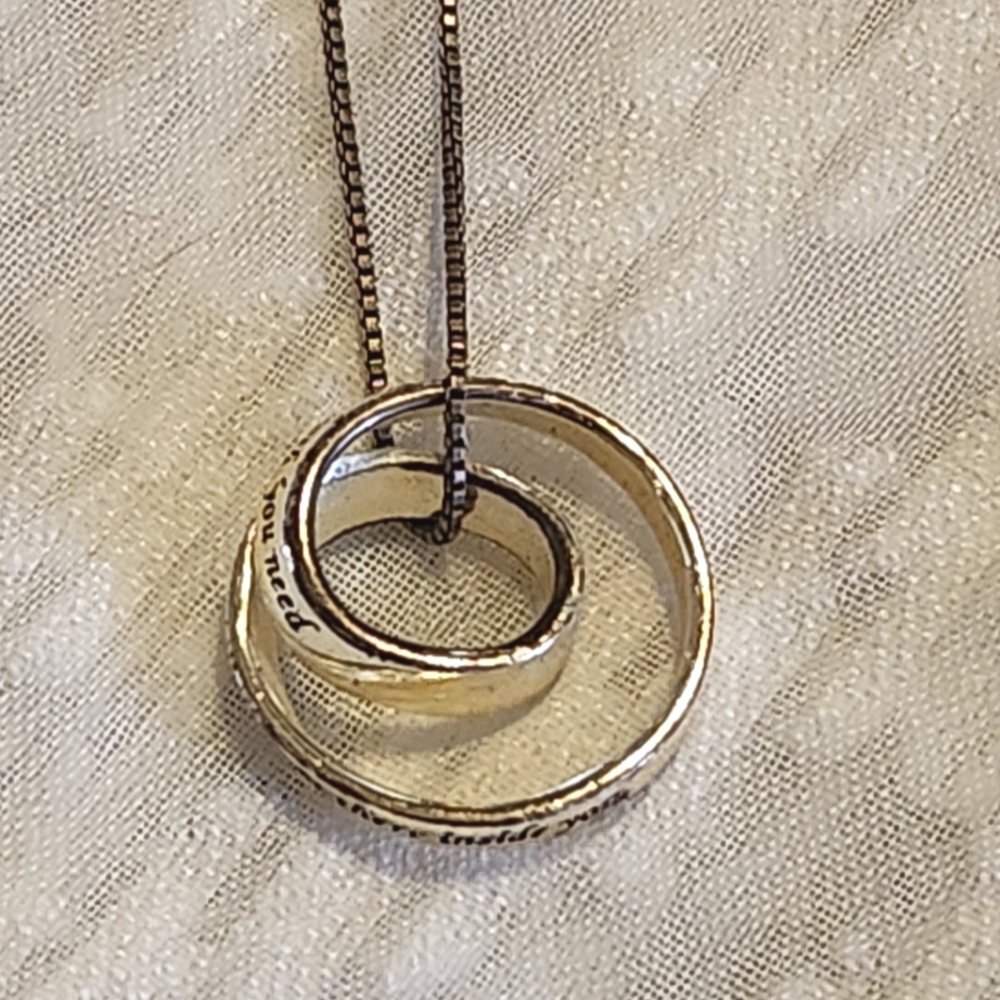 Inspirational Quote Swirl Pendant Necklace Sterling Silver 925 Box Chain
